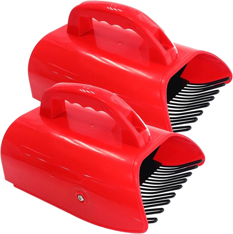 SUGOOE 2 Pack Blueberry Picker with Metallic Comb and Ergonomic Metal Handle, Plastic Scoop for Blueberries Lingonberries Huckleberries (Red) - Image 1